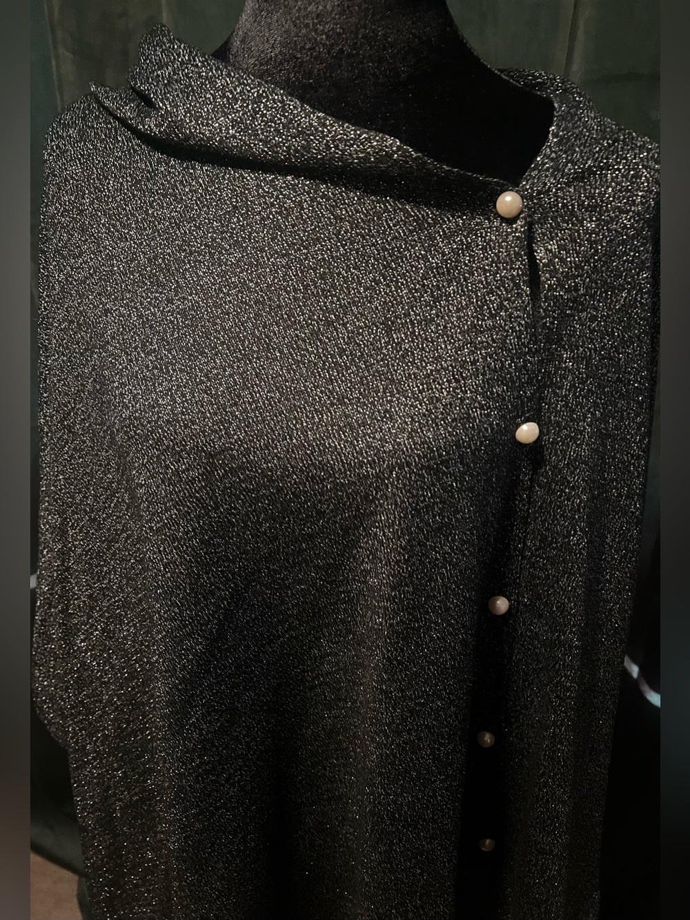 NWT! 🩷 Marleylilly Black Women's Tassel Poncho - Pearl Buttons OS Fits Most